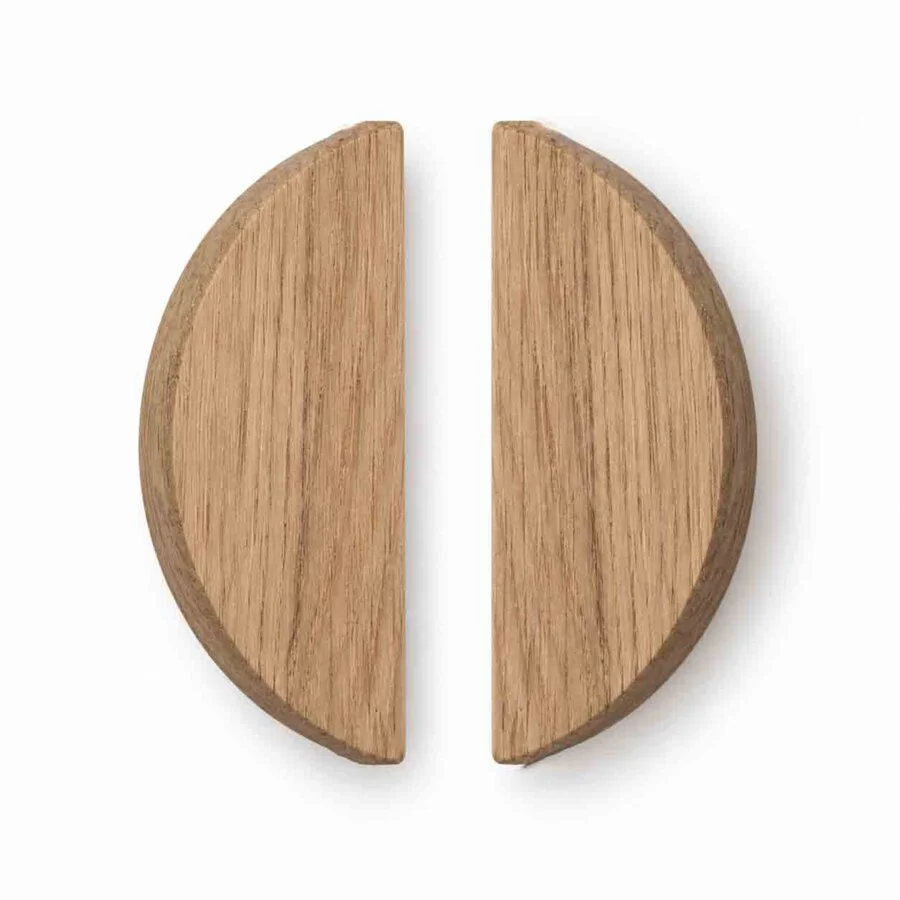 Bouton de porte demi Lune chêne massif brute
