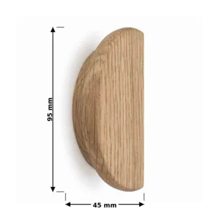 Bouton de porte demi-lune en chêne massif – finition huilée mate miniature 3