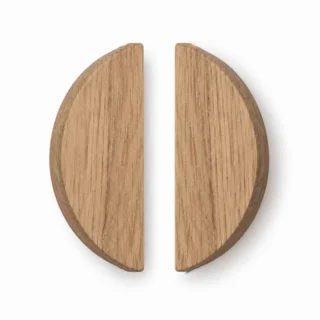 Bouton de porte demi Lune chêne massif brute