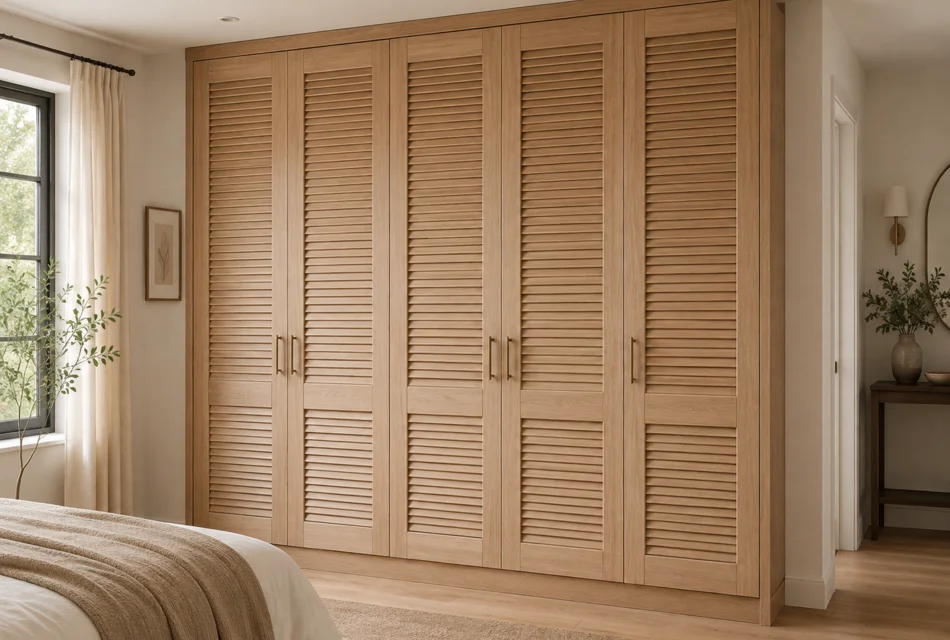 Fabrication de portes de placard persiennes en bois sur mesure